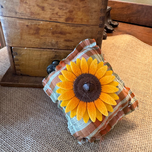 Hand-Sewn Sunflower Pillow Tuck