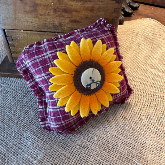 Hand-Sewn Pillow Tuck with Sunflower