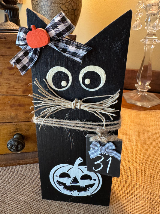Fall Black Cat Shelf Sitter