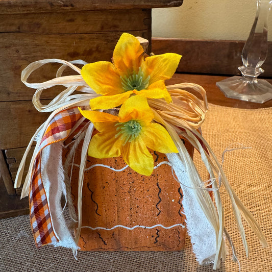 Whimsical Orange Wood Splattered Pumpkin