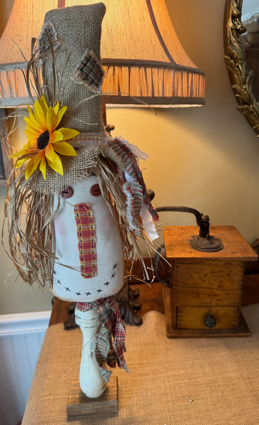 Handcrafted Scarecrow Face On Spindle
